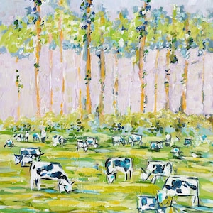 Cows PRINT on Paper or Canvas, &quot;Inspired Cows&quot;