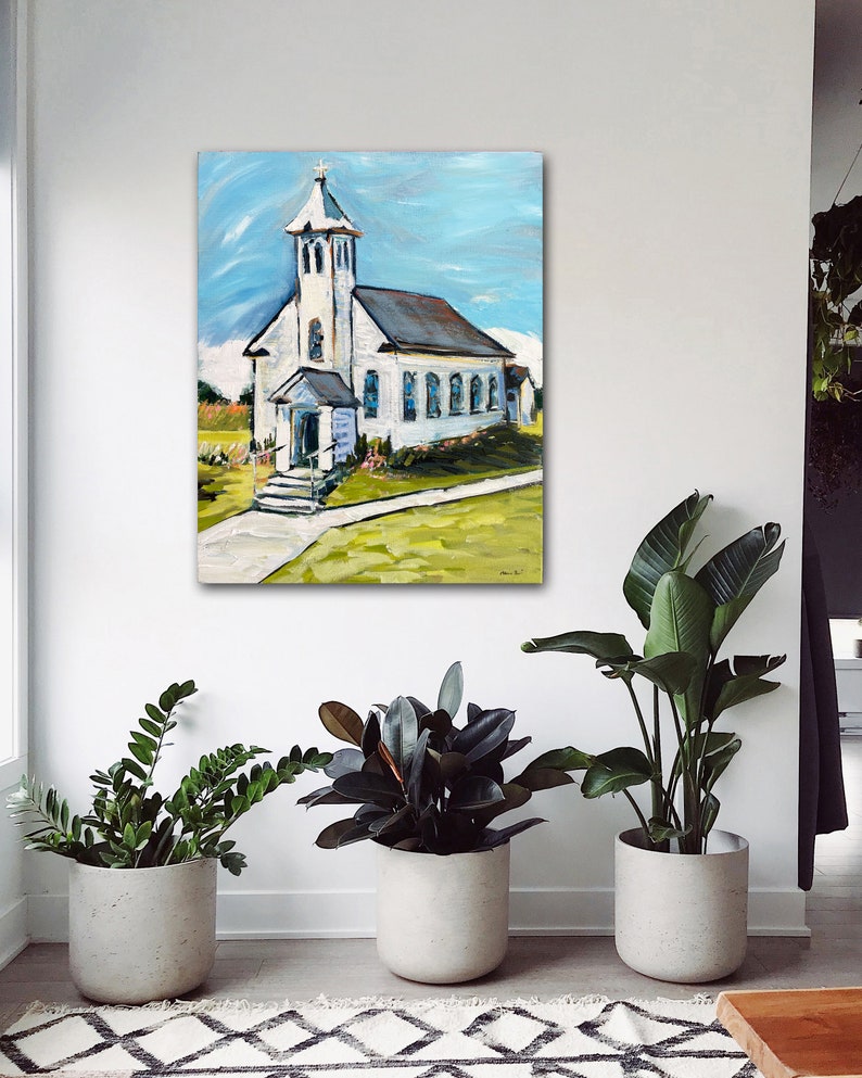 PRINT on Paper or Canvas, Country Church image 4