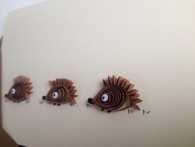 Quilled Hedgehogs card Woodland Animal animal card Hedgehogs Etsy