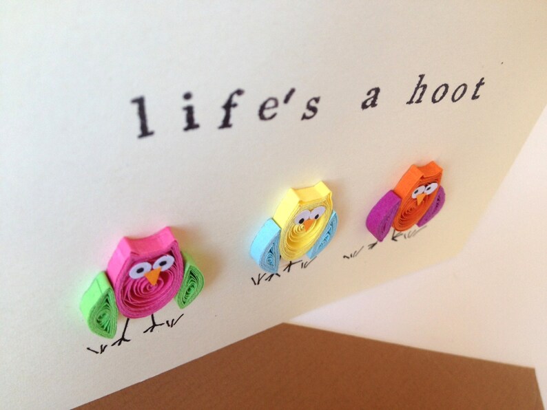 Download Owls Greeting Card Life's a Hoot Owl card quilled art | Etsy