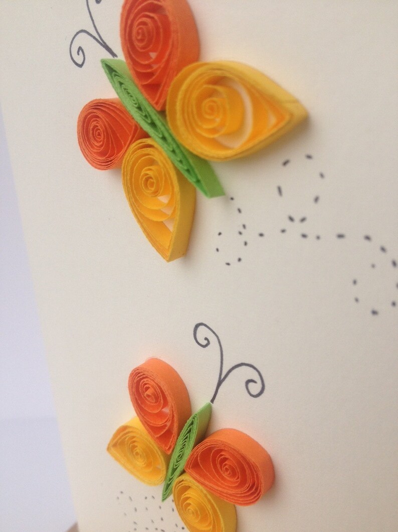 Quilled Orange Butterflies Greeting Card Birthday card Etsy