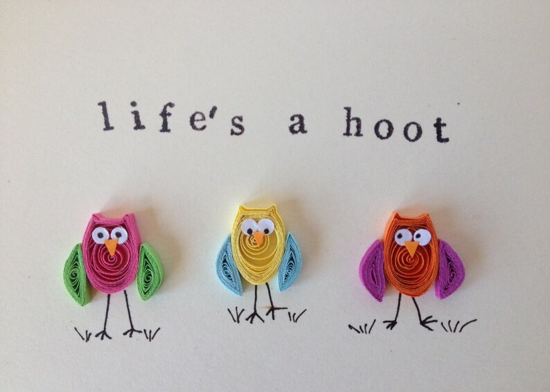 Download Owls Greeting Card Life's a Hoot Owl card quilled art | Etsy