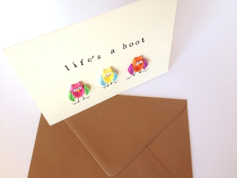 Download Owls Greeting Card Life's a Hoot Owl card quilled art | Etsy