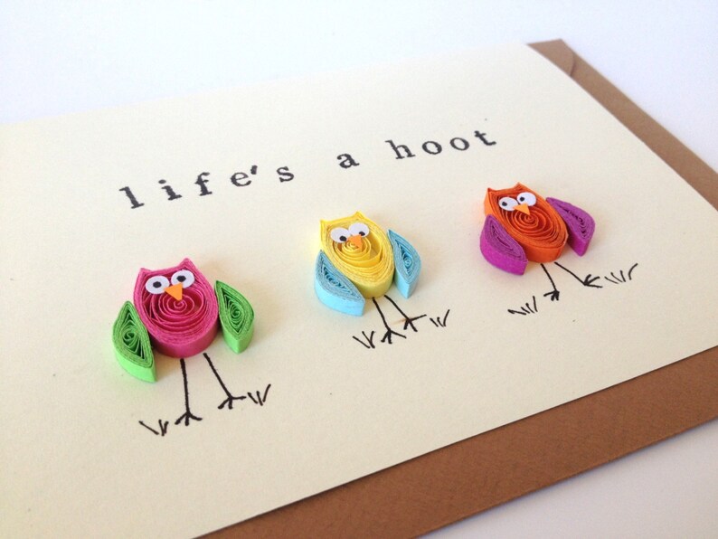 Download Owls Greeting Card Life's a Hoot Owl card quilled art | Etsy