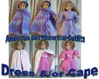 Doll Clothes Fit America Girl 18" in Historical Costume Dress and or Cape Lavender and Rose Pink