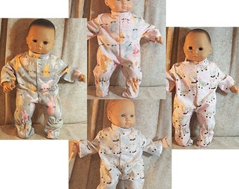 Doll Clothes Baby Footed Pajamas HandMade 2 fit American Girl Bitty 14"-16" inch 4 fabric Options Bunnies or Sheep