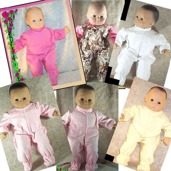 Baby Doll Clothes HandMade 2 fit American Girl Bitty 15" inch Footed Pajamas Footie 6 Pink Options