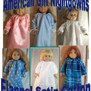 Doll Clothes Made 2 Fit American Girl 18&quot;  Nightgowns Cotton, Flannel, Eyelet, Satin