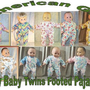 Doll Clothes HandMade 2 fit American Girl Bitty Baby 16" inch Pajamas Footed Bear, Bees, Triangle, 123