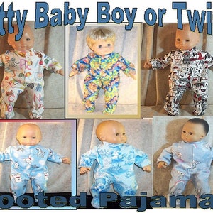Doll Clothes HandMade 2 fit American Girl Boy Bitty Baby Twin fits 15&quot; inch Footed Pajamas Trains, Bears, Penguins, Dinosaurs