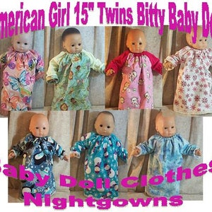 Doll Clothes Baby Made 2 Fit American Girl 15&quot; Bitty Nightgown 9 Fabric Options