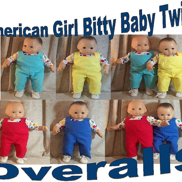 Doll Clothes HandMade 2 fit American Girl 15" inch Overalls 4 Color Options New