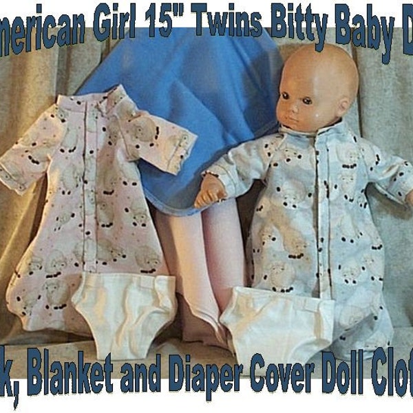Doll Clothes Baby Made 2 Fit American Girl 15" in Sleeper Sack Diaper Blanket Sheep Pink