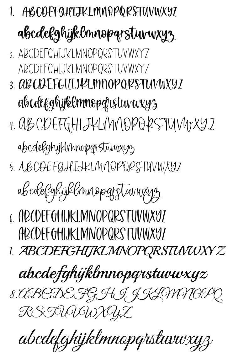 May include: A black and white image of a handwritten font alphabet. The font is a cursive script style. The alphabet is displayed in both uppercase and lowercase letters.