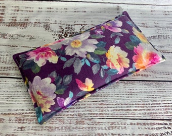 Rice Flax Heating Pad Heat Therapy Corn Heating Bag Cold Pack Microwavable Rice Bag Neck - Flannel Watercolor Floral purple