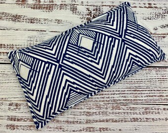 Rice Flax Heating Pad Heat Therapy Corn Rice Flax Heating Bag Cold Pack Microwavable Corn Bag Large - Flannel Blue geometric