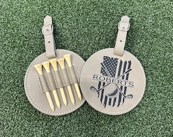 Golf Tee Holder Gilf Bag Tag Personalized Golf Gift for Men, Women, Custom Golf Accessory Golf Tee Holder Golf Gift