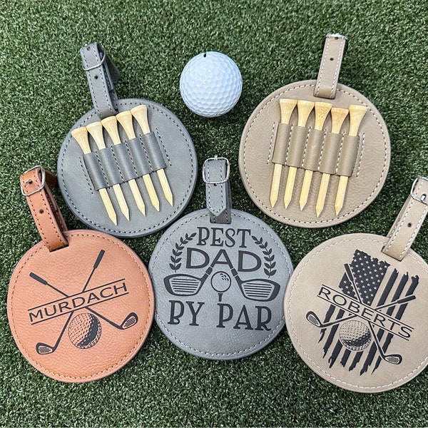 Golf Bag Tag Tee Holder Personalized Golf Gift for Men, Women, Custom Golf Accessory Golf Tee Holder Golf Gift