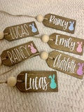 Easter Name Tags, Personalized Easter Basket, Beaded Wooden Name Tag, Name Tag, Easter Basket Tag, Gift Name Tag, Easter Bunny Tag