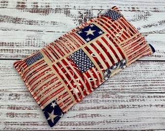 Rice Flax Heating Pad Heat Therapy Corn Heating Bag Cold Pack Microwavable Rice Bag Neck - Flannel American flag