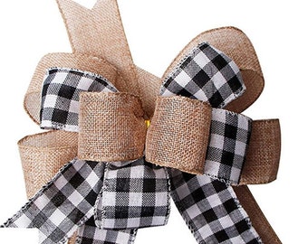 Farmhouse Decoration, 2 Farmhouse Bows, Bow for Wreath, Bow for Lantern, Rustic Bow, Country Bow, Country Decor, Rustic Decor
