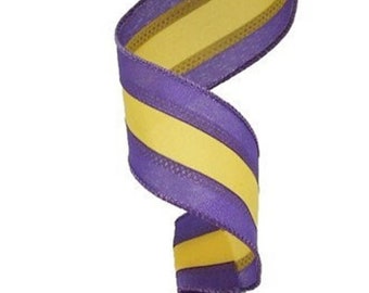 1.5" Purple and Gold ribbon 1.5" wired Ribbon Wreath ribbon 1.5" bow wired ribbon Ships Free