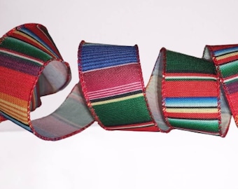1.5" Serape Ribbon 1.5" Mexico Mexican ribbon de Mayo Cinco ribbon Colorful 1.5" Stripes Ribbon Wired Wreath ribbon Ships Free!