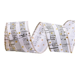 1.5" Wired Music Note Ribbon: Sparkle Linen Craft Ribbon