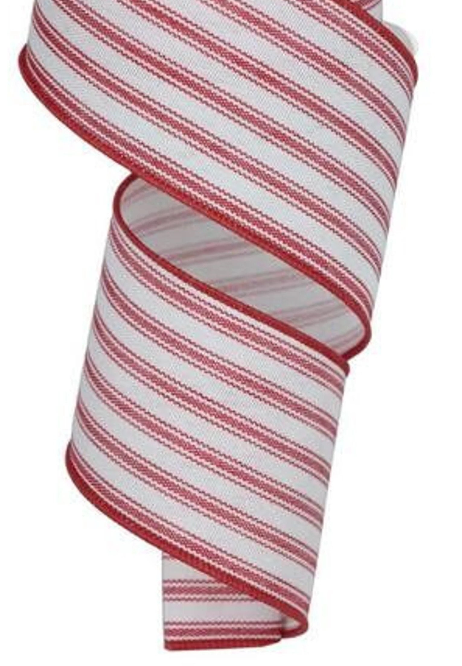 Fuzzy Edge Wired - Red and White - Ribbon - 1 1/2 inch - 1 Yard