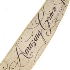 2.5" Easter ribbon 2.5" Amazing Grace wired Ribbon 2.5" wired wreath ribbon natural ribbon SHIPS FREE!