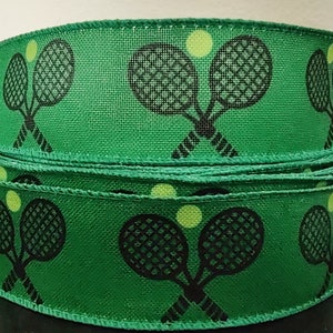 1.5" Tennis ribbon 1.5" Ribbon Print WIRED ribbon green ribbon college ribbon sports ribbon SHIPS FREE!