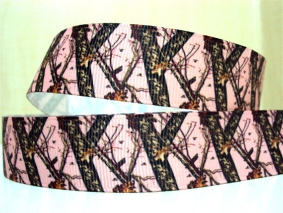 7/8 Pink Camouflage Grosgrain Ribbon 7/8 Camouflage Tree Ribbon Camo Ribbon Pink  Ribbon for Hair Bows Craft Decor 