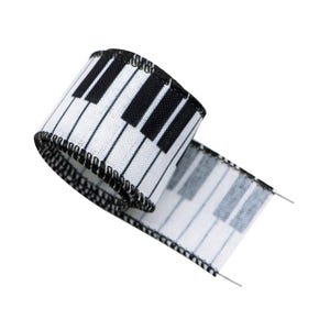 Piano Keys Wired Ribbon: 1.5" Linen Ribbon for Bow Making