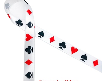 Playing Card Suit Grosgrain Ribbon, Casino Party Decor, Crafts