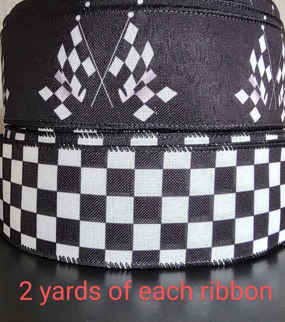 2 Wired Race Flag Ribbon 2 Black White Checkered Ribbon 2 Wired