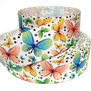 Butterfly Grosgrain Ribbon: 7/8 inch Floral DIY Craft Ribbon