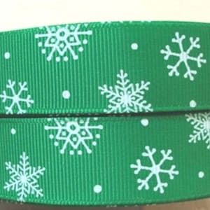 7/8&quot; Christmas Snowflake Grosgrain Ribbon: Green DIY Crafts