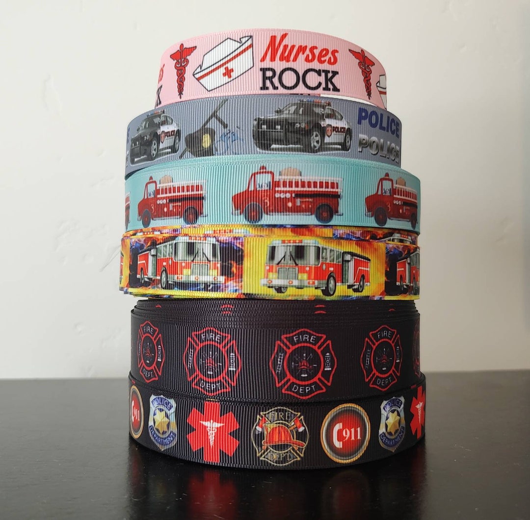 Medical Service Ribbon Healthcare Grosgrain Ribbon: Nurse, Police, Fireman - 7/8