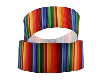 1.5 inch Serape Stripe Grosgrain Ribbon: Colorful Mexican Fabric