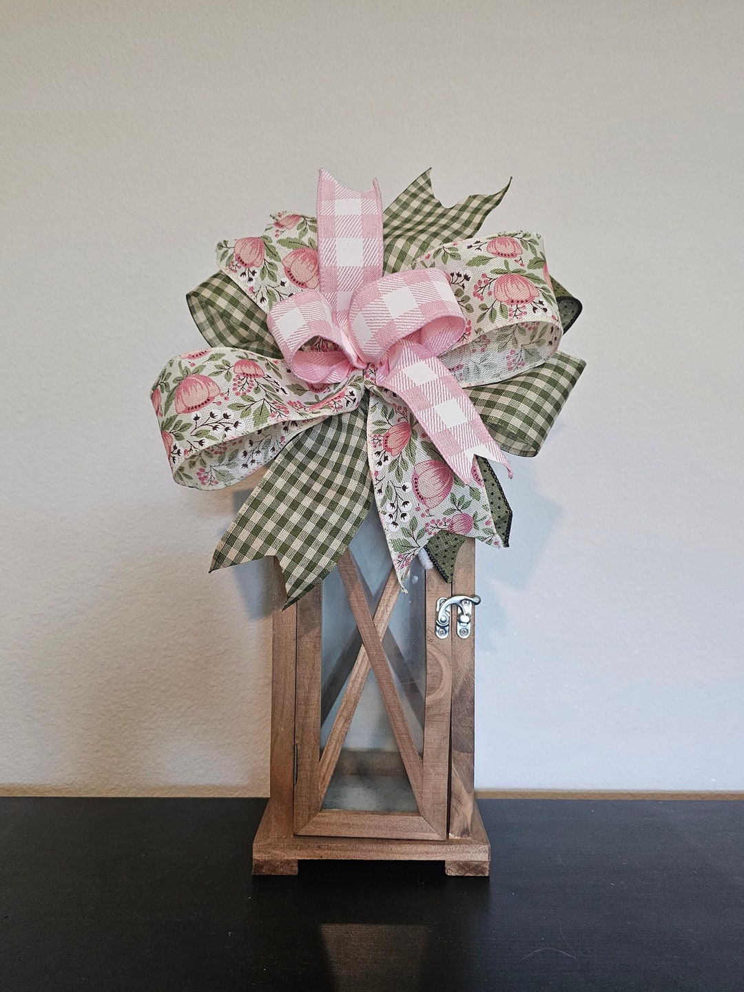 Pink Peony Lantern Bow: Spring Floral Wreath Topper (11" Bow) - Etsy