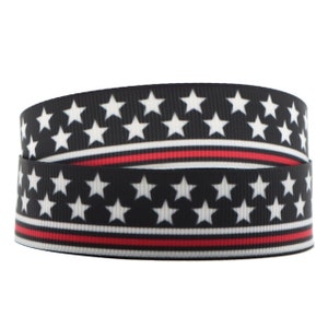 1.5 Thin Red Line Ribbon 1.5 First Responders Wired Ribbon Fire Fighters  Ribbon 1.5 Black Red Wired Ribbon Ships Free 