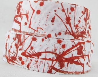 1.5" Blood Splatter Grosgrain Ribbon, Halloween Horror