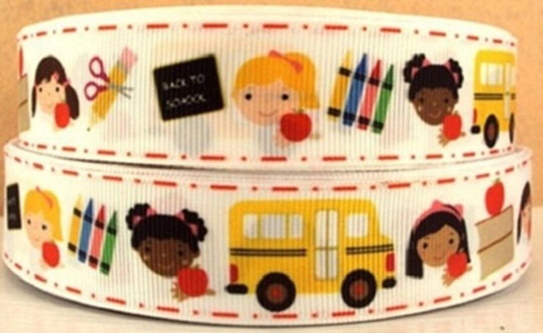 School Bus Ribbon, Back to School Grosgrain Ribbon, 7/8