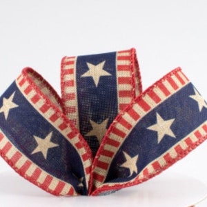 Fireworks Wired Ribbon - Red White Blue Patriotic 1.5x10 Yards For 4th Of July