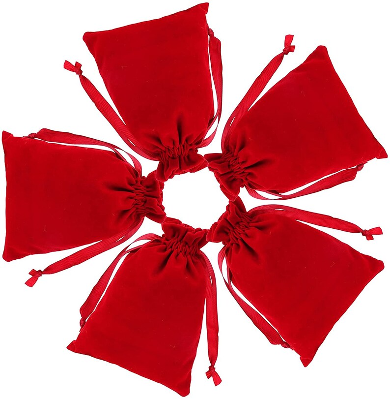 20 Red Velvet Gift Bags 3x4 4x5 image 2