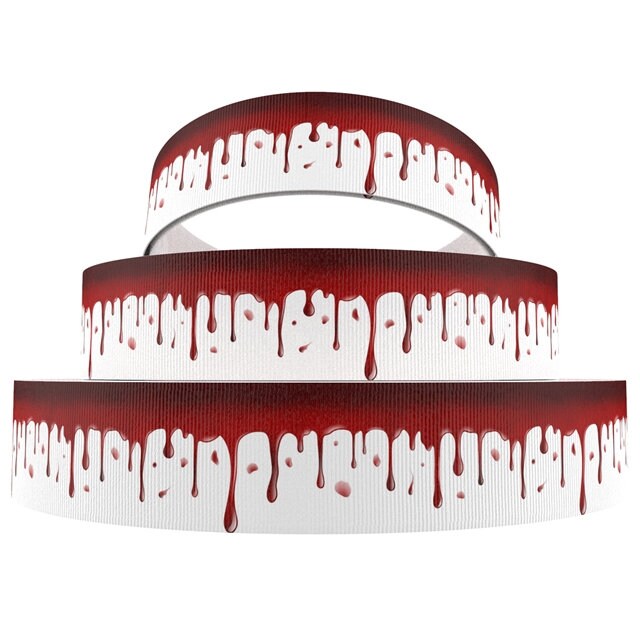 7/8" Blood ribbon 7/8"" blood drips ribbon Halloween grosgrain ribbon Horror movie grosgrain ribbon for hair bows Ships Free