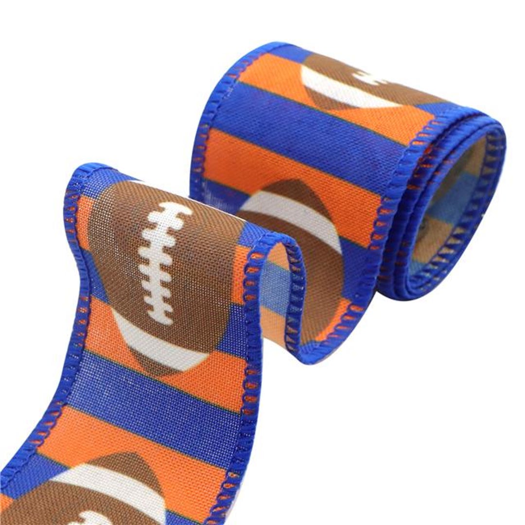 Football Ribbon: Orange and Royal Blue Wired Ribbon, 2 Inch - Etsy