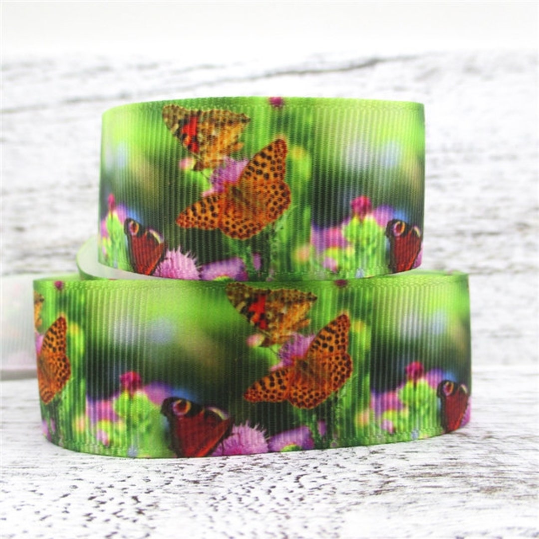 1 Inch Butterfly Ribbon Butterfly Grosgrain Ribbon for Hair Bows