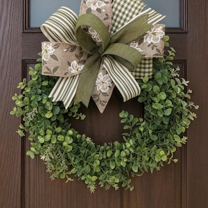 Lazo de corona de magnolia estilo casa de campo, decoración de primavera/verano (11" x 11")