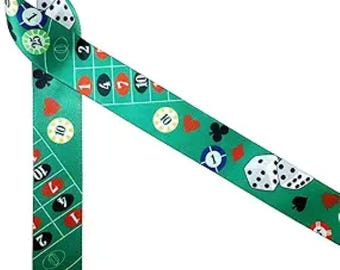 Casino Playing Card Suit Satin Ribbon, Crafts & Bows (7/8 Inch)